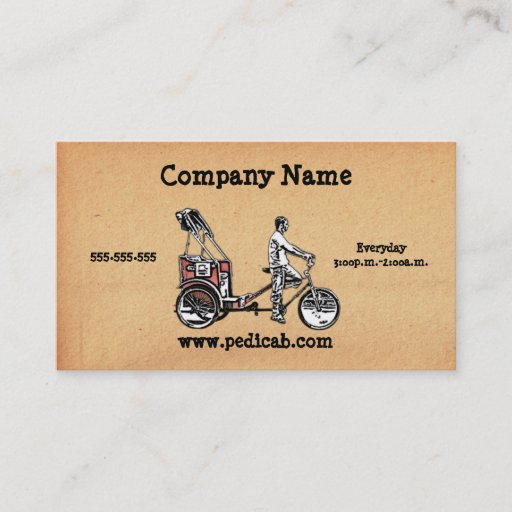 Customizable Pedicab Vintage Paper Business Card