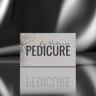 Pedicure Nail Design Grey Glitter Dusts Business Card