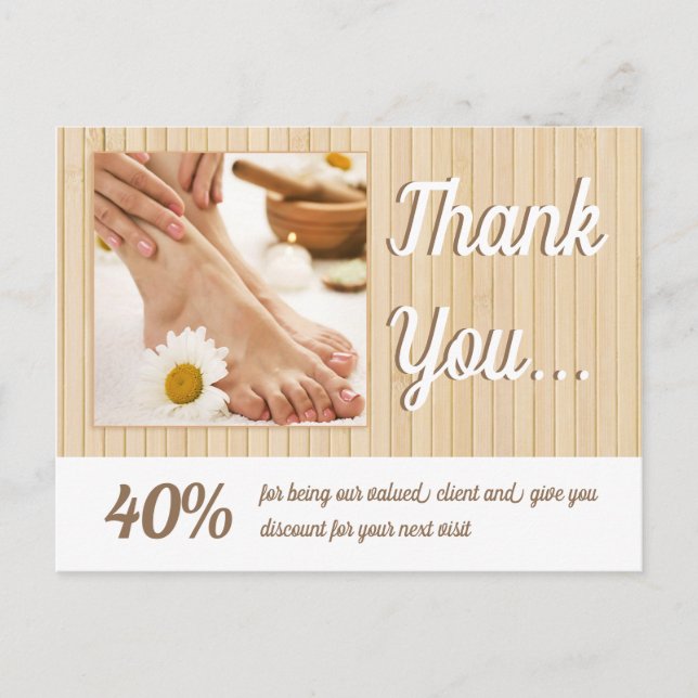 Pedicure Nail Peducurist Bamboo Stripes Thank U Postcard (Front)