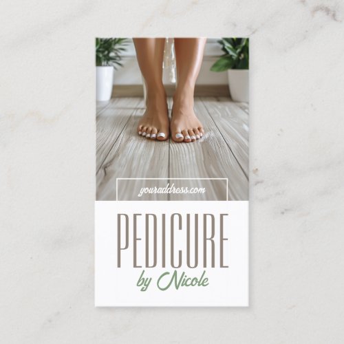 Pedicure Nail Peducurist Feet On Wood Floor Ground Business Card