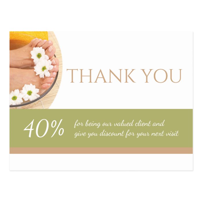Pedicure Nail Peducurist Spa Salon Thank U Coupon Postcard | Zazzle.com