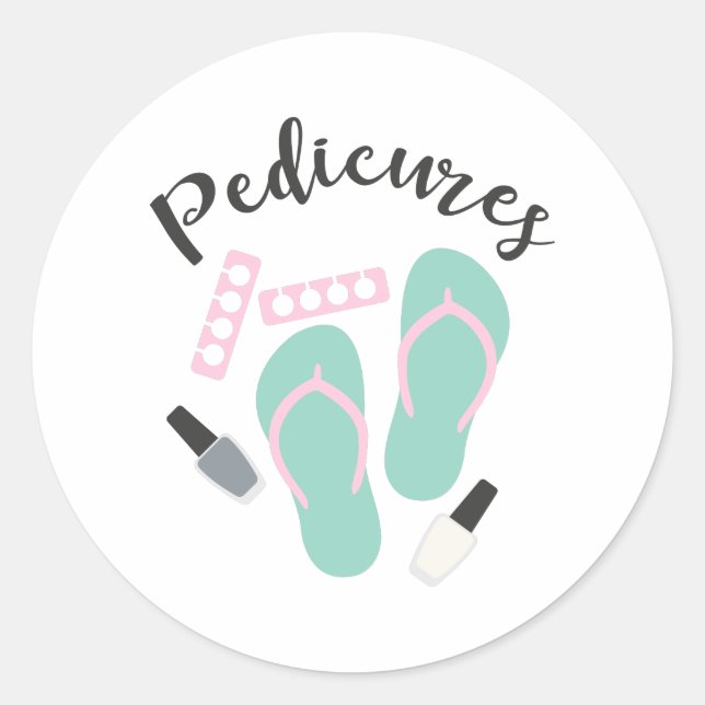 Pedicure Nail Salon Flip Flops Classic Round Sticker (Front)