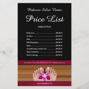 Pedicure Nail Salon Price List Black Pink Flyer