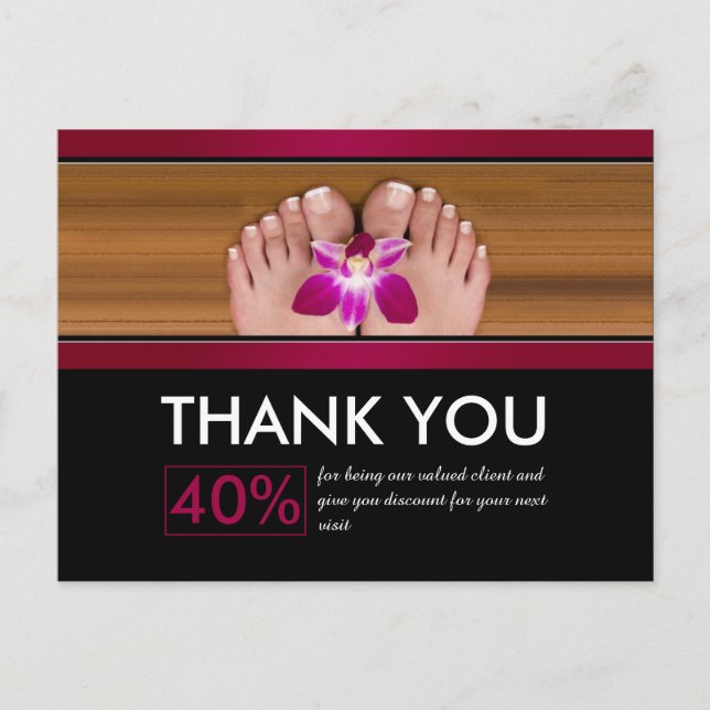 Pedicure Nail Salon Thank You Coupon Postcard (Front)