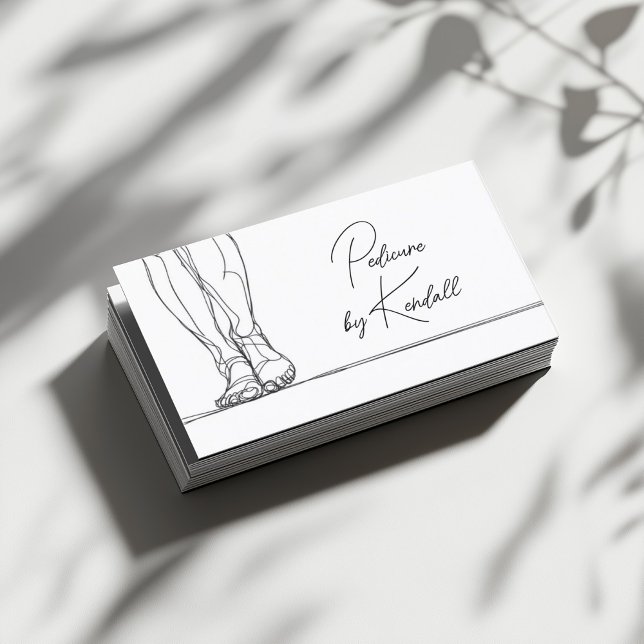Pedicure Studio One Line Stroke Feet Illustration Business Card (Perfect for business)