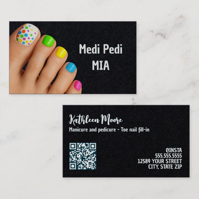 Pedicurist Toe Nail Technician QR Business Card (Front/Back)