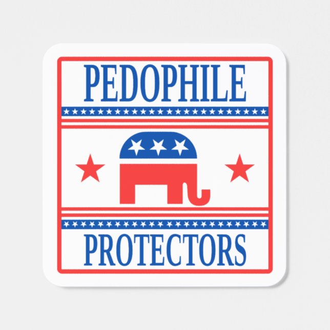 Pedo Protectors, Funny Anti-Trump Epstein Square Sticker (Single)