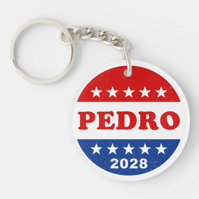 Pedro 2028 Vintage Red White Blue Voter Keychain (Front)