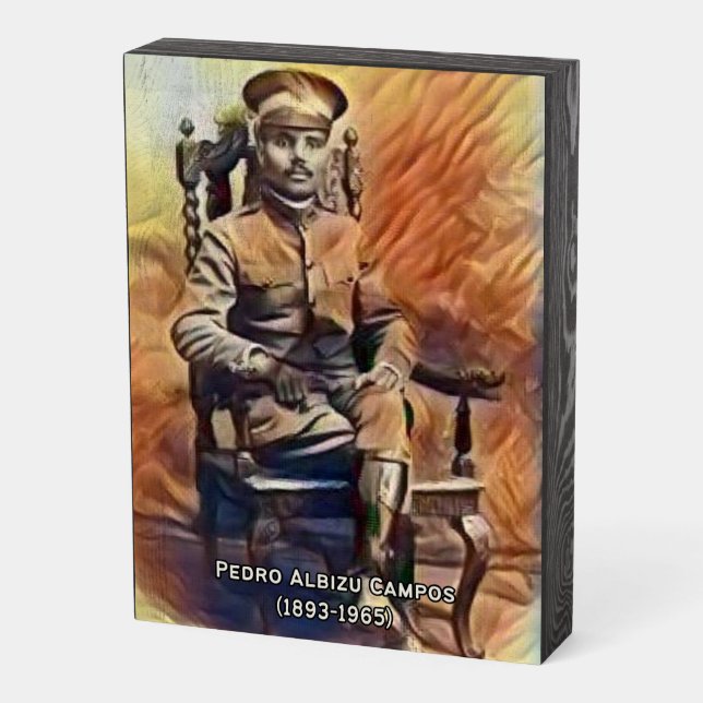 Pedro Albizu Campos Wooden Box Sign (Angled Vertical)