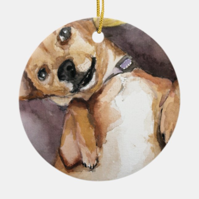 Pedro the Chiweenie Ceramic Ornament (Front)