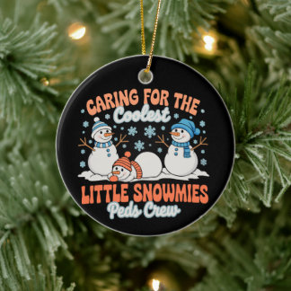 Peds Crew Caring Coolest Little Snowmies Christmas Ceramic Ornament