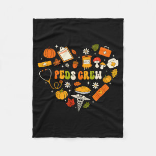 Peds Crew Nurse Fall Heart Pediatric Pumpkin Thank Fleece Blanket