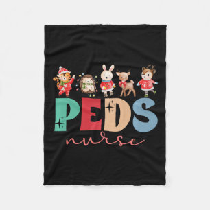 Peds Nurse Christmas Pediatric Nurse Xmas Party Fleece Blanket