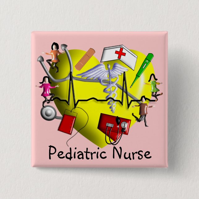 Peds Nurse Gifts-Adorable 3D Graphic ARt Pinback Button (Front)