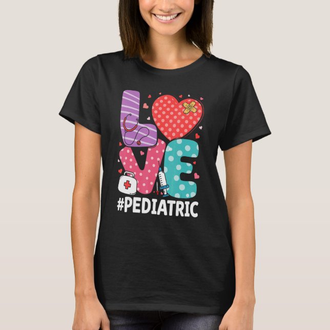 Peds Nurse Heart Stethoscope Pediatric Nursing Nov T-Shirt (Front)