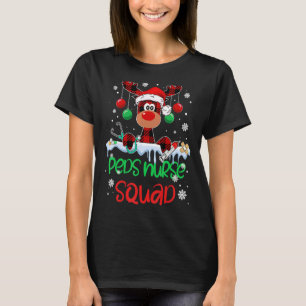 PEDS Nurse Squad Christmas Reindeer Matching Pajam T-Shirt
