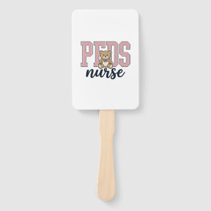 Peds Nurse Teddy Bear Vintage Shirt Design_1 Hand Fan