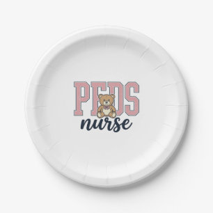 Peds Nurse Teddy Bear Vintage Shirt Design_1 Paper Plates