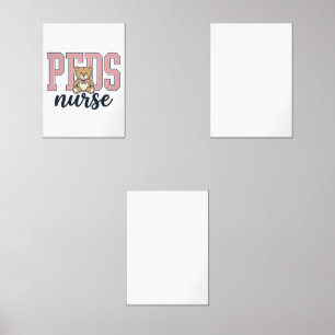 Peds Nurse Teddy Bear Vintage Shirt Design_1 Wall Art Sets
