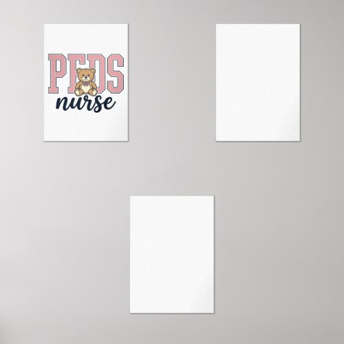 Peds Nurse Teddy Bear Vintage Shirt Design_1 Wall Art Sets