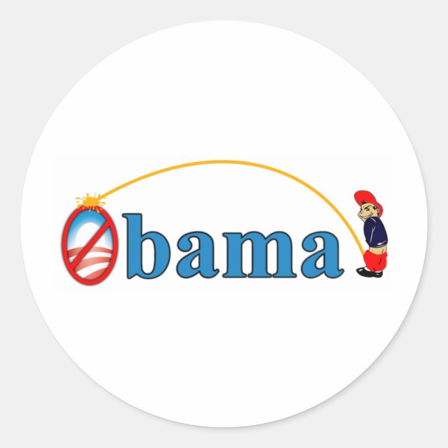 Pee on Obama Classic Round Sticker (Front)