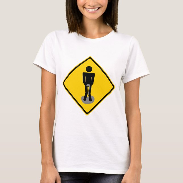Pee Pants Road Sign T-Shirt (Front)