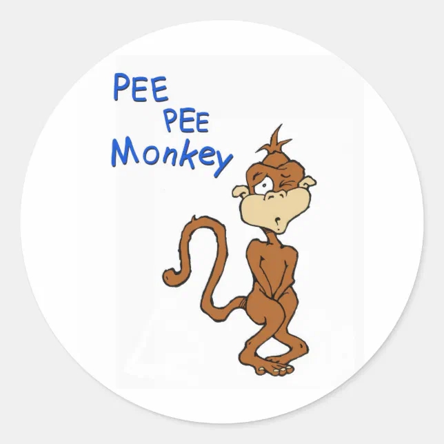 Pee Pee Monkey Classic Round Sticker | Zazzle