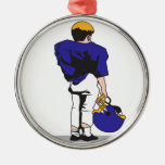 Pee Wee Kids Football Player Blue Metal Ornament at Zazzle