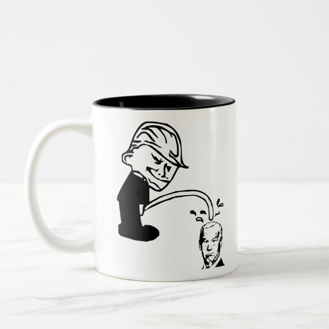 Peeing On Biden  #USAPatriotGraphics  © Two-Tone Coffee Mug (Left)