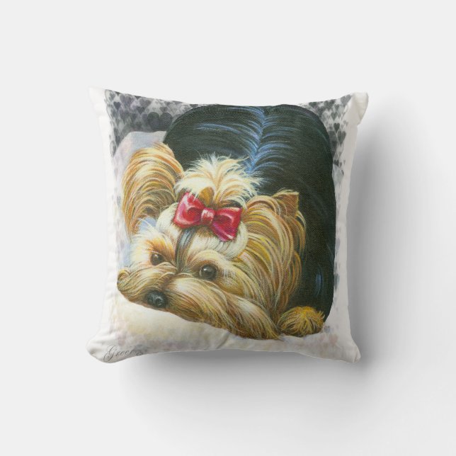 Peek a Bo Yorkie Yorkshire terrier Portrait Pillow (Front)