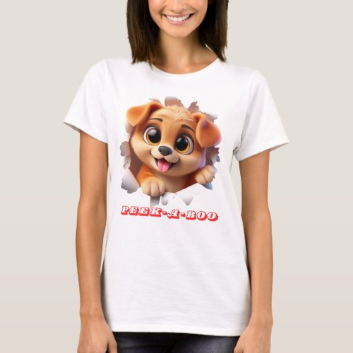 Peek_A_Boo 3d Style pet design for women T_Shirt