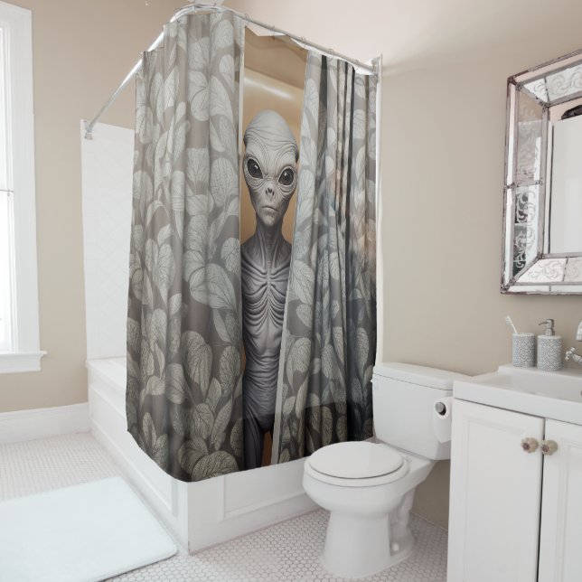 Peek a Boo Alien Shower Curtain (In Situ)
