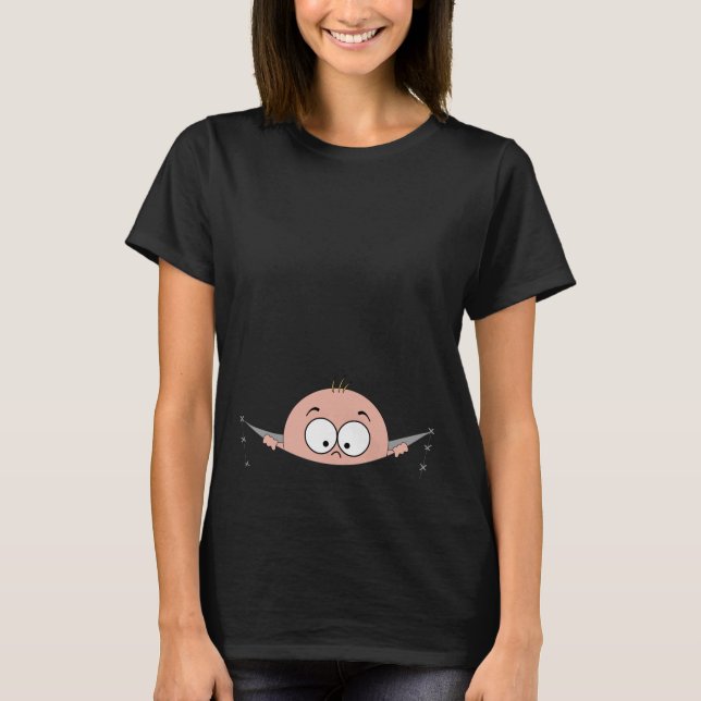 Peek a Boo Baby Boy Maternity T-Shirt Pregancy (Front)
