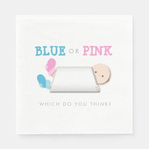 Peek_a_Boo Baby Cartoon Gender Reveal Napkins