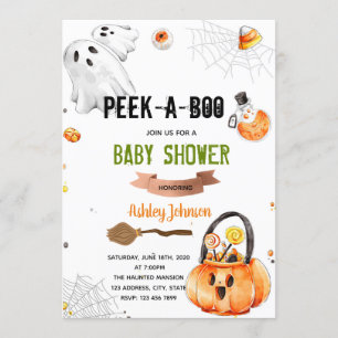 Peek a boo baby shower halloween invitation