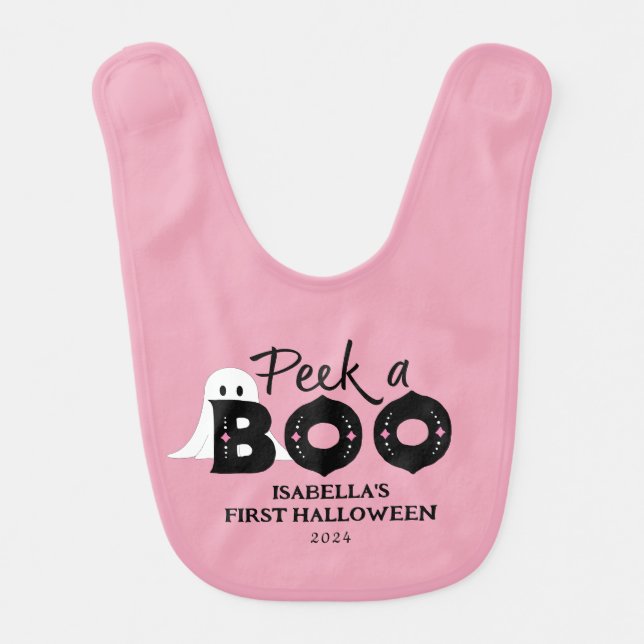 Peek a Boo Baby's 1st Halloween Baby Bib (Front)
