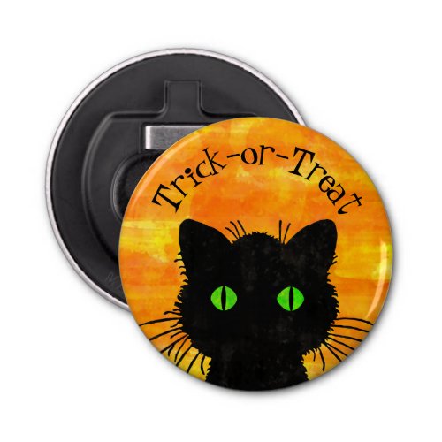 Peek_A_Boo Black Cat Orange Trick_or_Treat Bottle Opener