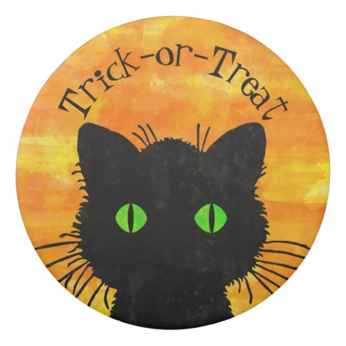 Peek_A_Boo Black Cat Orange Trick_or_Treat Eraser