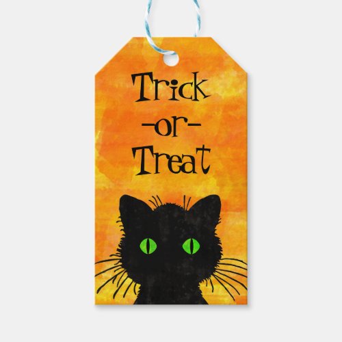 Peek_A_Boo Black Cat Orange Trick_or_Treat Gift Tags