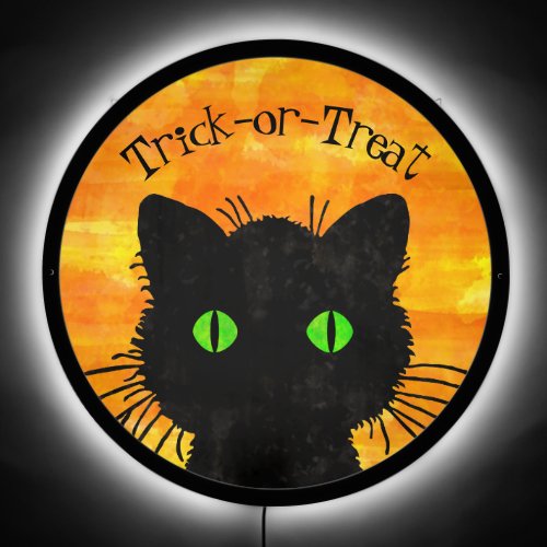Peek_A_Boo Black Cat Orange Trick_or_Treat LED Sign