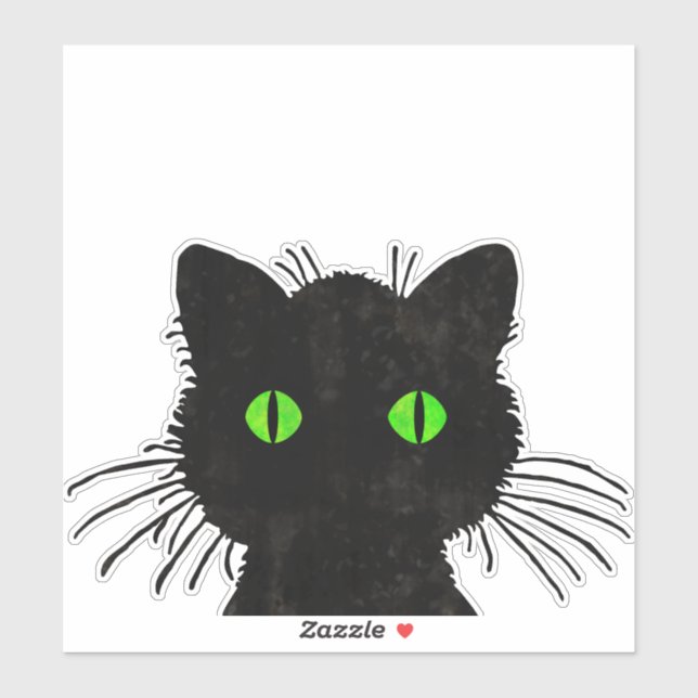 Peek-A-Boo Black Cat with Green Eyes Sticker (Sheet)