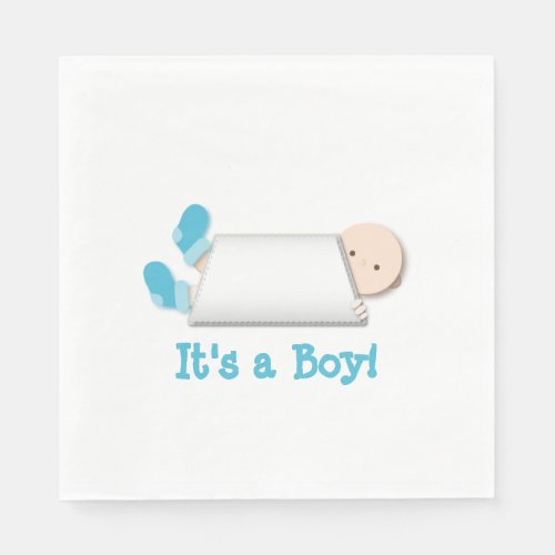 Peek_a_Boo Boy Baby Cartoon Gender Reveal Paper Napkins