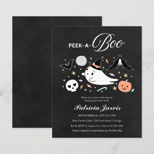 Peek-A-Boo Budget Halloween Baby Shower Invitation (Front/Back)