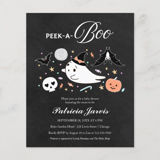 Peek-A-Boo Budget Halloween Baby Shower Invitation (Front)
