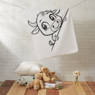 Peek-a-Boo Calf Cute Cartoon Cow Smile Baby Blanket