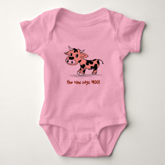 Peek-a-boo Cartoon Moo Cow, sounds of farm animals Baby Bodysuit