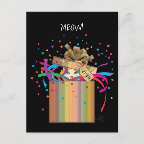 Peek-a-Boo Cat In a Box Invitation Postcard