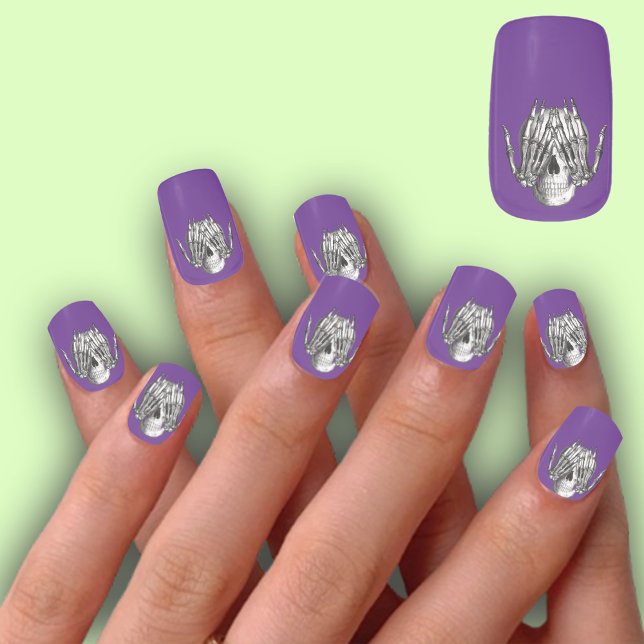 Peek A Boo Creepy Skull Purple Halloween  Minx Nail Art (Creator Uploaded)
