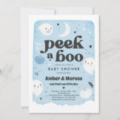 Peek A Boo Cute Blue Ghost Baby Shower Invitation (Front)