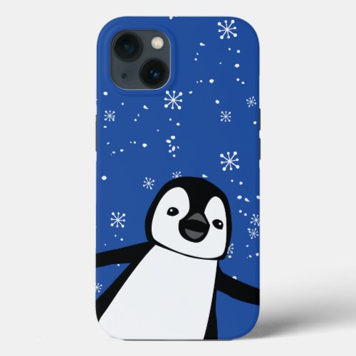 Peek a boo Cute Penguin Blue Winter Snow  iPhone 13 Case